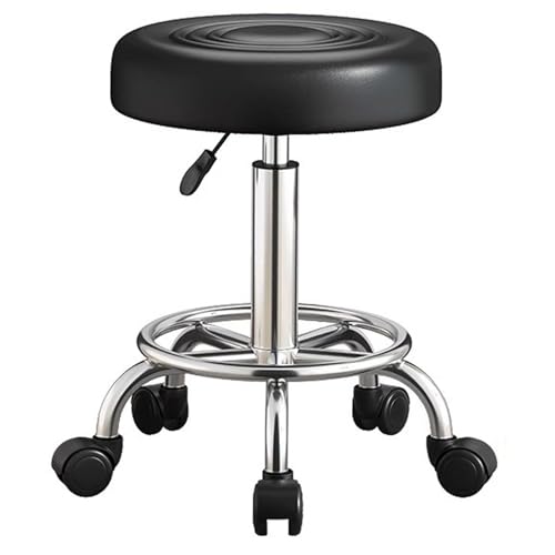 Runde Friseur Shop Hockerhöhe Verstellbarer Schwenkwerkstatt Barber Shop Home Kitchen Kurzstuhl Hocker ohne Rückenlehne Hocker PU Leder Schwarz Pulley-with-backrest Runde Friseur Shop Hockerhöhe Verstellbarer Schwenkwerkstatt Barber Shop Home Kitchen Kurzstuhl Hocker ohne Rückenlehne Hocker PU Leder Schwarz Pulley-with-backrest von Generisch