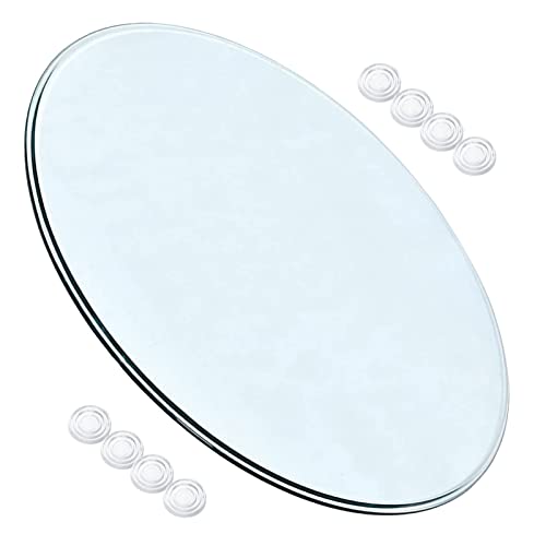 Runde Glastischplatte, 35–100 cm Durchmesser, 9 mm dickes gehärtetes Glas, hohe Tragfähigkeit, Glas- und Spiegeloberfläche, perfekt für Esstisch und Garten von Generisch