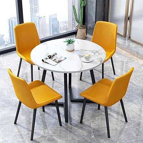 Runde Konferenztisch-Set mit 4 Stühlen Büro Empfang Esstisch für Wohnzimmer Balkon Schlafzimmer Braun+Weiß 80x80x75cm Modernes Design Runde Konferenztisch-Set mit 4 Stühlen Büro Empfang Esstisch für Wohnzimmer Balkon Schlafzimmer Braun+Weiß 80x80x75cm Modernes Design von Generisch
