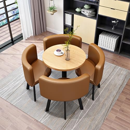 Runde Marmor Esstisch Set für 4 Büro Empfang Schreibtisch und Stuhl Set Geeignet für Lounge oder Wohnzimmer von Generisch