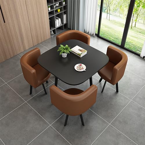 Runde Marmor Esstisch Set für 4 Personen mit Büro Empfang Schreibtisch und Stuhl Ideal für Wohnzimmer oder Lounge von Generisch