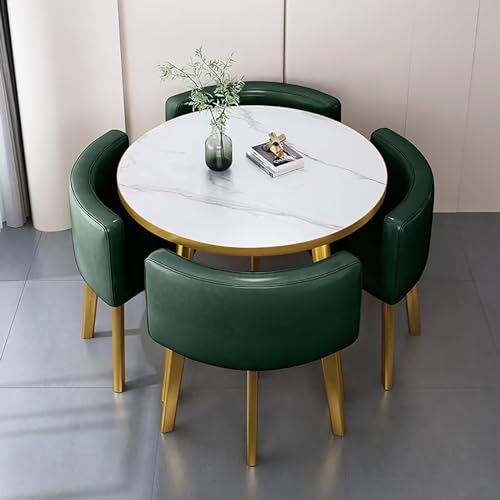 Runde Marmor Esstisch Set für 4 mit Stühlen Büro Empfang Schreibtisch und Stuhl Set Geeignet für Lounge oder Wohnzimmer Runde Marmor Esstisch Set für 4 mit Stühlen Büro Empfang Schreibtisch und Stuhl Set Geeignet für Lounge oder Wohnzimmer von Generisch