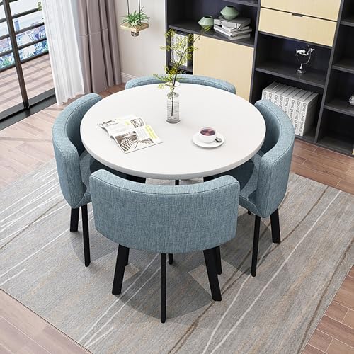 Runde Marmor Esstisch Set für 4 mit Stühlen Büro Empfang Schreibtisch und Stuhl Set Geeignet für Lounge oder Wohnzimmer von Generisch