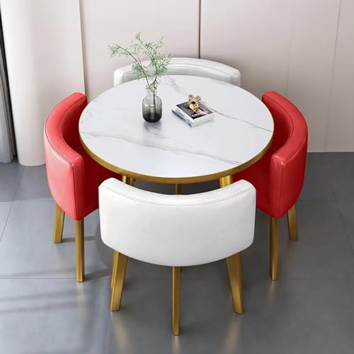 Runde Möbel Tisch und Stuhl Set - 5-teiliges runder Esstisch mit 4 Stühlen ideal für Küche Frühstück Bar Konferenzraum Moderne Esszimmermöbel Runde Möbel Tisch und Stuhl Set - 5-teiliges runder Esstisch mit 4 Stühlen ideal für Küche Frühstück Bar Konferenzraum Moderne Esszimmermöbel von Generisch