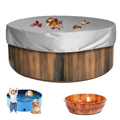 Runde Poolabdeckung Für Oberirdische Pools Aus Wasserdichtem Material Mit Kordelzug – Wetterfeste Und Staubdichte Whirlpool Schutzabdeckung, Ideal Für Whirlpool Und Pool-160 * 90cm||Grau von Generisch