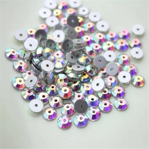 Runde Strass-Kristallperlen zum Aufnähen mit silberner Basis, Einzelloch für Hochzeitskleid, Kleidung, Kleidung, Schuhe, Basteln, 4 mm - 8 mm von Generisch