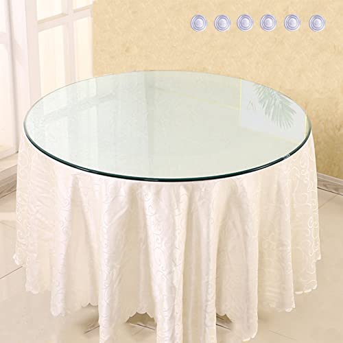 Runde Tischplatte aus gehärtetem Glas, 61 cm, transparent, einfach zu installieren, Esstisch, Couchtisch, starker Saugnapf, Heimbüro, Upgrade, 0,9 cm dick, hitzebeständige Oberfläche, kratzfest von Generisch