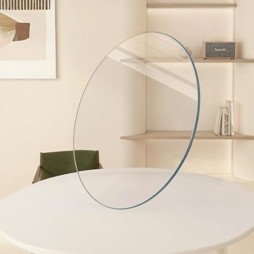 Runde Tischplatte aus gehärtetem Glas, Ø 38/48/58cm Transparente Sicherheits Glasscheibe mit polierten Kanten für Esstische Couchtische(55cm/21.6in) von Generisch