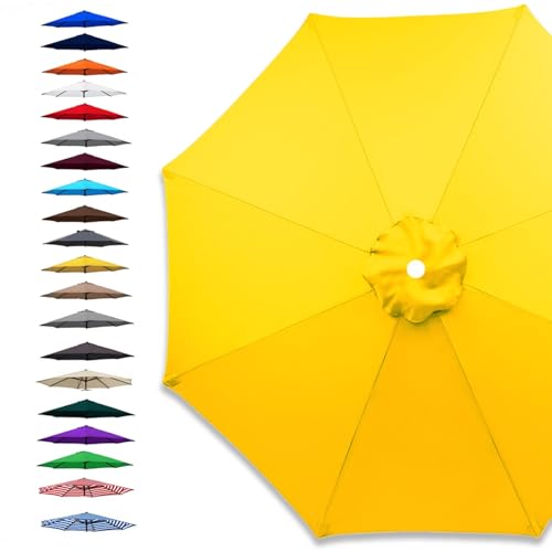 Runden Ersatz Sonnenschirm Abdeckung für Terrassenschirm 6/8 Streben 2.0 m 2.5 m 3.0 m, Große Regenschirm Ersatzbezug, Ersatzdach Stoffbezug für Garten, Strand, Dick(Gelb,6 Streben 300cm) von Generisch