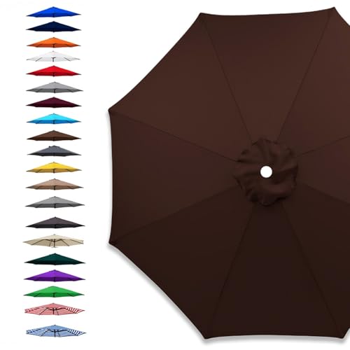 Runden Ersatz Sonnenschirm Abdeckung für Terrassenschirm 6/8 Streben 2.0 m 2.5 m 3.0 m, Große Regenschirm Ersatzbezug, Ersatzdach Stoffbezug für Garten, Strand, Dick(Kaffee,6 Streben 200cm) von Generisch