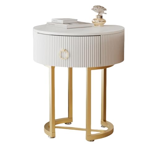 Runder Akzenttisch mit Schublade, moderner Metallbein-Beistelltisch für Wohnzimmer, Schlafzimmer, Büro – platzsparende Aufbewahrungslösung Runder Akzenttisch mit Schublade, moderner Metallbein-Beistelltisch für Wohnzimmer, Schlafzimmer, Büro – platzsparende Aufbewahrungslösung von Generisch