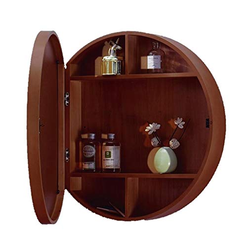 Runder Badezimmerspiegel mit Aufbewahrungsschrank, Wandmontage, Kosmetikspiegel, 60 cm, Kosmetikspiegel für Badezimmer, stilvolles und funktionales Design (Farbe: D) von Generisch