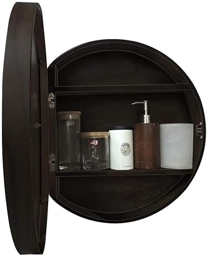 Runder Badezimmerspiegelschrank – 2-in-1 Kosmetikspiegel aus Holz mit einzigartigem handgefertigtem Stil in Walnussholz-Finish, moderne Einfachheit für elegantes Badezimmer-Dekor Runder Badezimmerspiegelschrank – 2-in-1 Kosmetikspiegel aus Holz mit einzigartigem handgefertigtem Stil in Walnussholz-Finish, moderne Einfachheit für elegantes Badezimmer-Dekor von Generisch