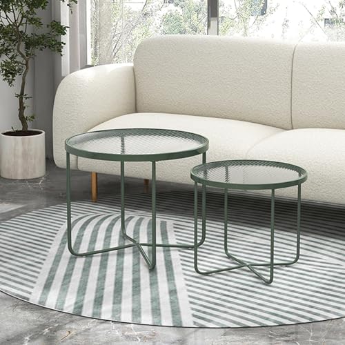 Runder Beistelltisch, 2er-Set, gehärtetes Glas, moderne klappbare Akzenttische für Wohnzimmer und Schlafzimmer, kleine Couchtische für kleine Räume Runder Beistelltisch, 2er-Set, gehärtetes Glas, moderne klappbare Akzenttische für Wohnzimmer und Schlafzimmer, kleine Couchtische für kleine Räume von Generisch