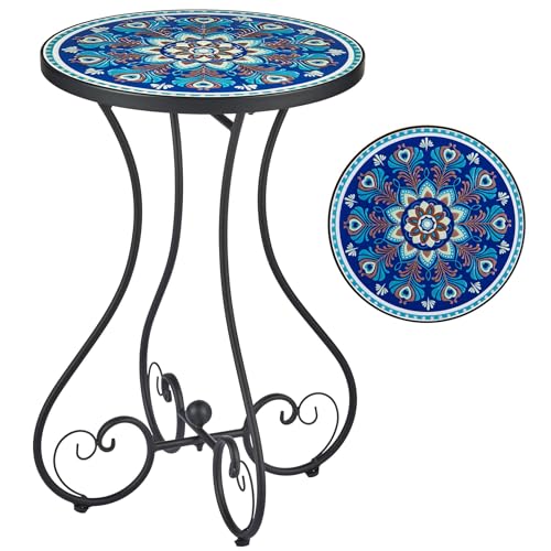 Runder Beistelltisch – Pflanzenständer für drinnen und draußen, mit 36 cm Keramikfliesenplatte, 53 cm hoher Mosaik-Gartentisch, Wohnzimmertisch, Nachttisch, Terrasse, Balkon, Akzentmöbel Runder Beistelltisch – Pflanzenständer für drinnen und draußen, mit 36 cm Keramikfliesenplatte, 53 cm hoher Mosaik-Gartentisch, Wohnzimmertisch, Nachttisch, Terrasse, Balkon, Akzentmöbel von Generisch