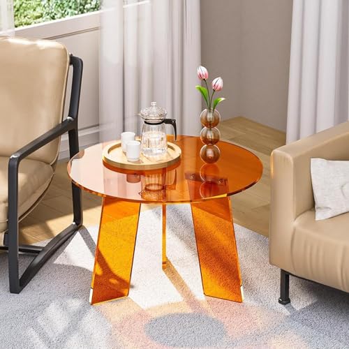 Runder Beistelltisch aus Acryl, minimalistisches Design, Couchtisch für kleine Räume, perfekt als Sofa-Beistelltisch oder Schlafzimmer-Nachttisch im Wohnzimmer und am Arbeitsplatz von Generisch