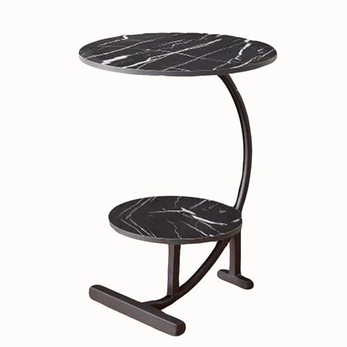 Runder Beistelltisch mit Ablage und Metallrahmen, platzsparendes C-förmiges Design für Wohnzimmer, Schlafzimmer, Büro von Generisch