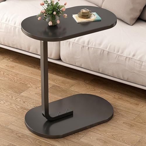 Runder Beistelltisch mit Ablage und Metallrahmen, platzsparendes C-förmiges Design für Wohnzimmer, Schlafzimmer, Büro von Generisch