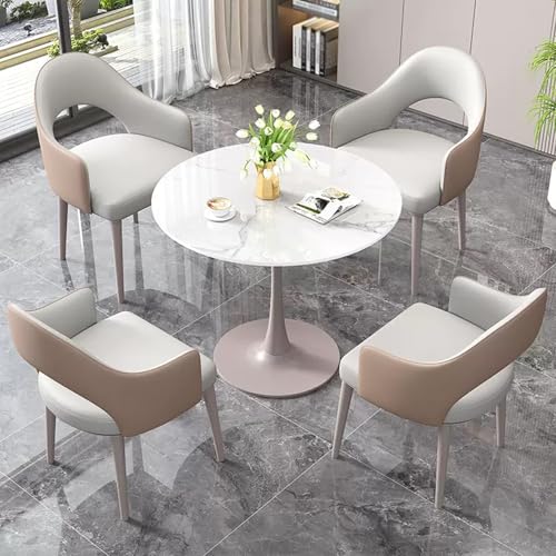 Runder Bürotisch Set mit 5 Stühlen für Büro Empfangsraum Kleiner Konferenzraum und Familienwohnung Runder Bürotisch Set mit 5 Stühlen für Büro Empfangsraum Kleiner Konferenzraum und Familienwohnung von Generisch
