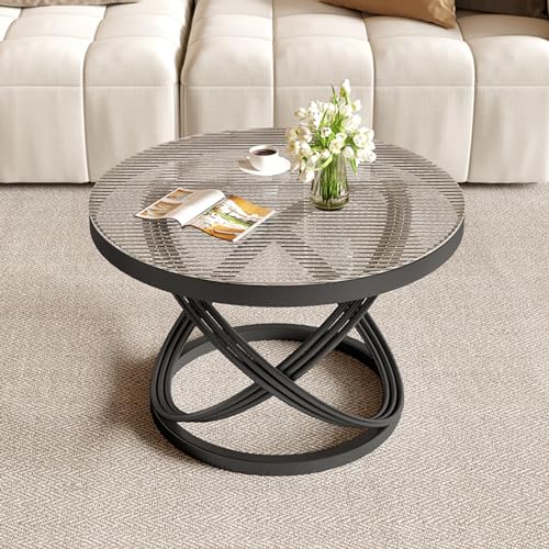 Runder Couchtisch aus Glas, moderner Mitteltisch für Wohnzimmer und Home Office von Generisch