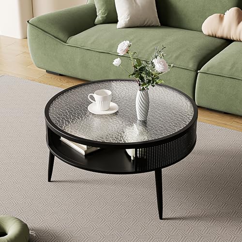 Runder Couchtisch aus Glas mit Ablage, modernes 2-stöckiges Design für kleine Räume im Wohnzimmer oder Schlafzimmer Runder Couchtisch aus Glas mit Ablage, modernes 2-stöckiges Design für kleine Räume im Wohnzimmer oder Schlafzimmer von Generisch