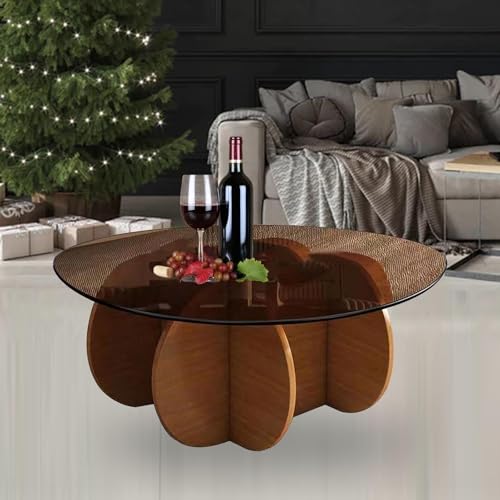 Runder Couchtisch aus Glas mit Mid-Century Design für Wohnzimmer, einfache Montage Runder Couchtisch aus Glas mit Mid-Century Design für Wohnzimmer, einfache Montage von Generisch