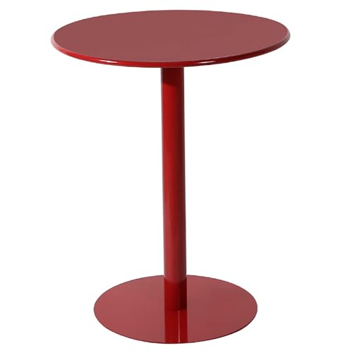 Runder Couchtisch aus rotem Metall, kleiner Nachttisch mit stabilem Rohr, Höhe für Cocktailbar, modernes Design (Größe: Durchmesser 40 x Höhe 60 cm) von Generisch