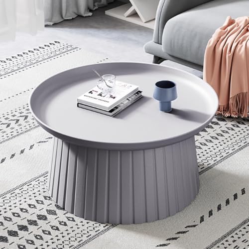 Runder Couchtisch für Wohnzimmer, schlichtes Design, Kunststoff, Mitteltisch mit Tablett, vielseitig für Wohnzimmer, Schlafzimmer, Büro, 70 cm Durchmesser von Generisch