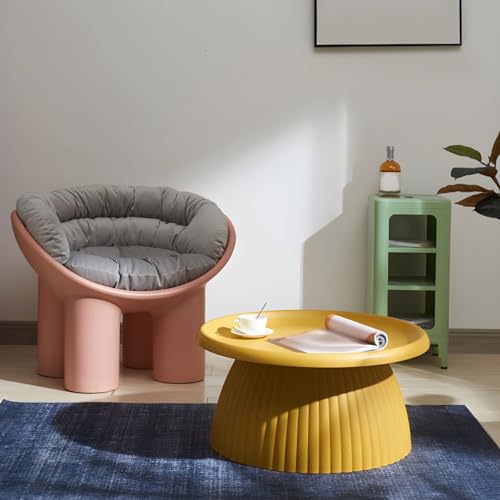 Runder Couchtisch mit Standfuß, moderner Mini-Beistelltisch aus Kunststoff, für Balkon, nordischer Stil, schlichtes Design von Generisch