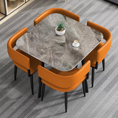 Runder Couchtisch und Stuhl Set für Büro Empfang Wohnzimmer & Club - Stilvolles Verhandlungstisch Set in Orange - Moderne Möbel für komfortable Meetings Runder Couchtisch und Stuhl Set für Büro Empfang Wohnzimmer & Club - Stilvolles Verhandlungstisch Set in Orange - Moderne Möbel für komfortable Meetings von Generisch