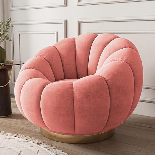 Runder Drehstuhl mit Ottomane, bequem, um 360 Grad drehbar, Sofa, Stuhl für Schlafzimmer und Lesezimmer, rosa Farbe, Freizeitdesign von Generisch