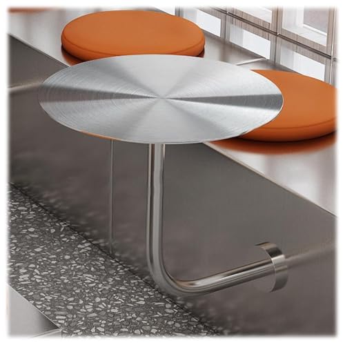 Runder Edelstahl-Bartisch Schwimmender Tisch Wandmontierter L-förmiger Pub-Schreibtisch Bistrotisch Für Kaffeehäuser Freizeiträume(35cm) von Generisch