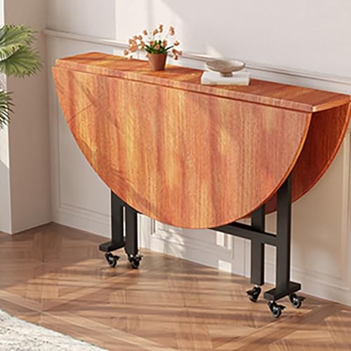 Runder Esstisch, 120 cm, Holz, Küchentisch, vielseitiger Klapptisch mit 6 Rollen, erweiterbar und tragbar, ideal für Esszimmer und Büro von Generisch
