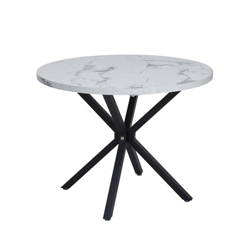 Runder Esstisch, dicke MDF-Platte, Metallbeine, 100 cm, Sitzplätze 4–6 – moderne Möbel für Esszimmer oder Büro, Dunkelbraun von Generisch