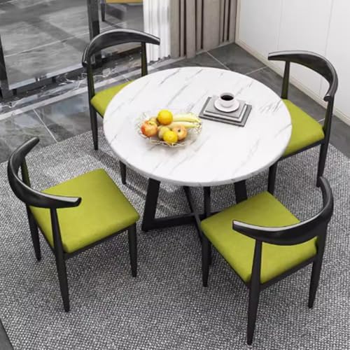 Runder Esstisch Set, 5-teiliges modernes lässiges Couchtisch-Set, platzsparender Küchentisch mit Stühlen für 4 Personen, ideal für Esszimmer oder Komedor Runder Esstisch Set, 5-teiliges modernes lässiges Couchtisch-Set, platzsparender Küchentisch mit Stühlen für 4 Personen, ideal für Esszimmer oder Komedor von Generisch