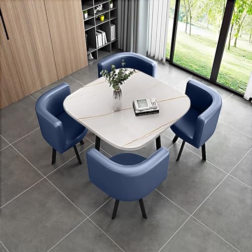 Runder Esstisch Set für 4 Personen mit Marmorplatte Büro Empfang Schreibtisch und Stuhl Set mit vier Stühlen, geeignet für Lounge oder Wohnzimmer Runder Esstisch Set für 4 Personen mit Marmorplatte Büro Empfang Schreibtisch und Stuhl Set mit vier Stühlen, geeignet für Lounge oder Wohnzimmer von Generisch