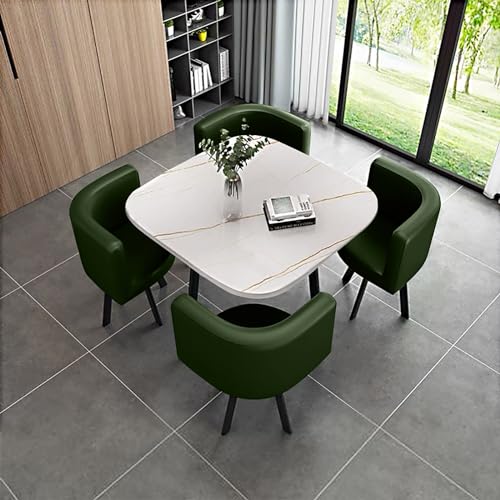 Runder Esstisch Set für 4 Personen mit Marmorplatte und Stühlen Büro Empfang Schreibtisch und Stuhl Set Geeignet für Lounge Wohnzimmer von Generisch
