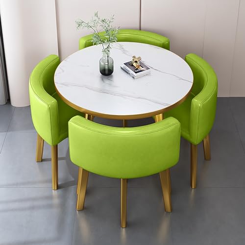 Runder Esstisch Set für 4 Personen mit Marmorplatte und Stühlen Büro Empfang Schreibtisch und Stuhl Set Geeignet für Lounge oder Wohnzimmer Runder Esstisch Set für 4 Personen mit Marmorplatte und Stühlen Büro Empfang Schreibtisch und Stuhl Set Geeignet für Lounge oder Wohnzimmer von Generisch