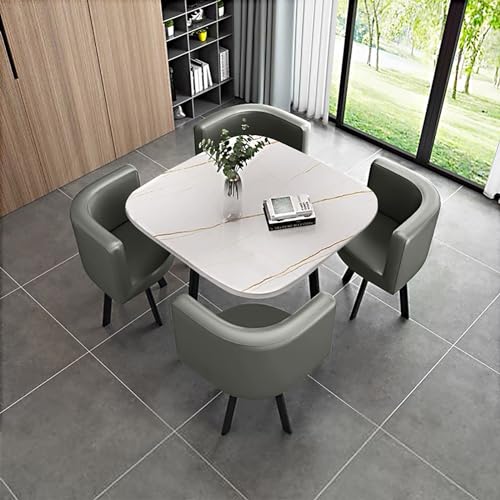 Runder Esstisch Set für 4 Personen mit Marmorplatte und Stühlen Büro Empfang Schreibtisch und Stuhl Set Geeignet für Lounge oder Wohnzimmer Runder Esstisch Set für 4 Personen mit Marmorplatte und Stühlen Büro Empfang Schreibtisch und Stuhl Set Geeignet für Lounge oder Wohnzimmer von Generisch