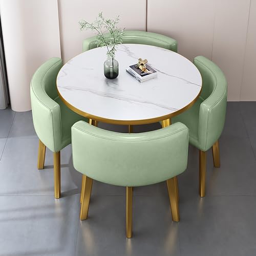Runder Esstisch Set für 4 Personen mit Marmorplatte und Stühlen Büro Empfang Schreibtisch und Stuhl Set Geeignet für Lounge oder Wohnzimmer Runder Esstisch Set für 4 Personen mit Marmorplatte und Stühlen Büro Empfang Schreibtisch und Stuhl Set Geeignet für Lounge oder Wohnzimmer von Generisch