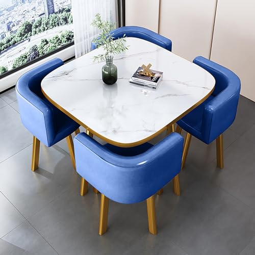 Runder Esstisch Set für 4 Personen mit Marmortisch und Stühlen Büro Empfang Schreibtisch und Stuhl Set Geeignet für Lounge Wohnzimmer von Generisch