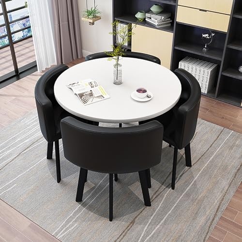 Runder Esstisch Set mit 4 Stühlen Marmorplatte Design für Büro Empfang, Lounge und Wohnzimmer Stilvolle und funktionale Esszimmermöbel Runder Esstisch Set mit 4 Stühlen Marmorplatte Design für Büro Empfang, Lounge und Wohnzimmer Stilvolle und funktionale Esszimmermöbel von Generisch