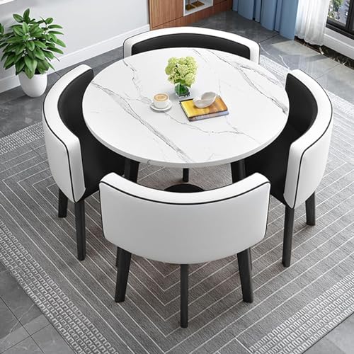 Runder Esstisch Set mit 4 Stühlen Moderne Küche Frühstücksmöbel für Wohnzimmer Büro Empfang oder Club Runder Esstisch Set mit 4 Stühlen Moderne Küche Frühstücksmöbel für Wohnzimmer Büro Empfang oder Club von Generisch
