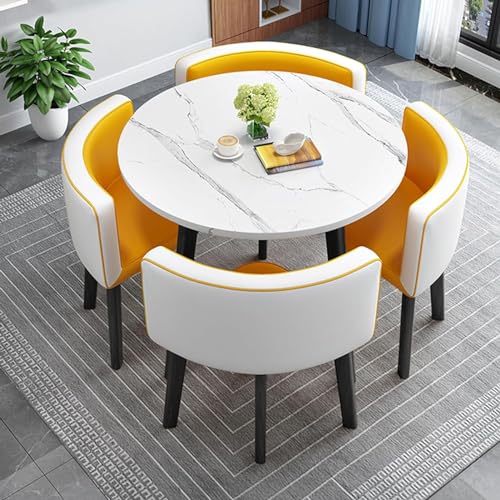 Runder Esstisch Set mit 4 Stühlen Moderne Küche Frühstückstisch und Stuhl Set für Wohnzimmer Büro Empfangsraum Clubtisch Runder Esstisch Set mit 4 Stühlen Moderne Küche Frühstückstisch und Stuhl Set für Wohnzimmer Büro Empfangsraum Clubtisch von Generisch