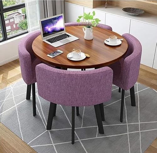 Runder Esstisch Set mit 4 Stühlen - Moderne Möbel für Büro, Konferenzraum, Küche, Lounge und Wohnzimmer von Generisch