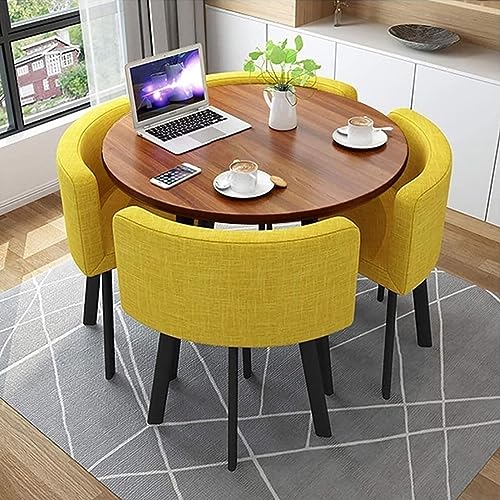 Runder Esstisch Set mit 4 Stühlen - Moderne Möbel für Küche, Lounge oder Wohnzimmer, ideal für kleine Büro- oder Konferenzräume von Generisch