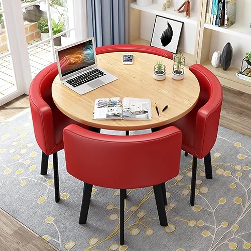Runder Esstisch Set mit 4 Stühlen - Moderne Möbel für Küche, Lounge oder Wohnzimmer, ideal für kleine Büro- oder Konferenzräume von Generisch