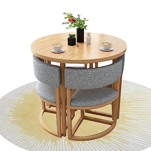Runder Esstisch Set mit 4 Stühlen - Stilvolle Küche Bar Möbel für Zuhause, Café, Wohnzimmer & Balkon, ideal für Büro Empfang Runder Esstisch Set mit 4 Stühlen - Stilvolle Küche Bar Möbel für Zuhause, Café, Wohnzimmer & Balkon, ideal für Büro Empfang von Generisch