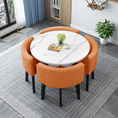 Runder Esstisch Set mit vier Stühlen, kompakter Kreis Konferenztisch für Büro, Empfang, Club, Balkon, Wohnzimmer, vielseitiges und platzsparendes Design Runder Esstisch Set mit vier Stühlen, kompakter Kreis Konferenztisch für Büro, Empfang, Club, Balkon, Wohnzimmer, vielseitiges und platzsparendes Design von Generisch