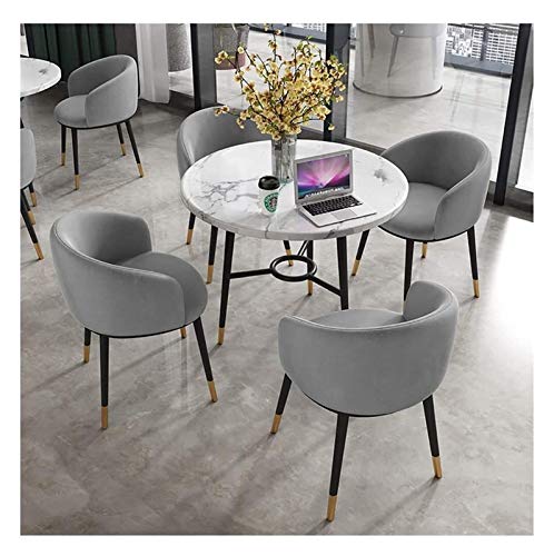 Runder Esstisch aus Holz mit 4 Stühlen, stilvolles Heimbüro, Restaurant, Küchenmöbel (Farbe: Khaki, Hellgrau), modernes, kreatives Design von Generisch